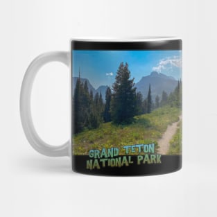 Wyoming State Outline (Grand Teton National Park - Taggart Lake Trail) Mug